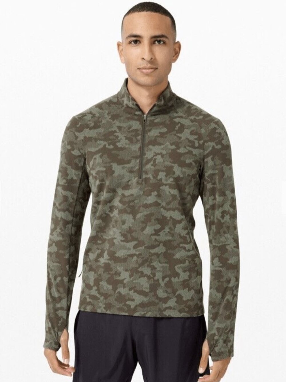New Lululemon $108 Surge Warm 1/2 Zip Jacquard Camo Running Shirt Long Sleeve